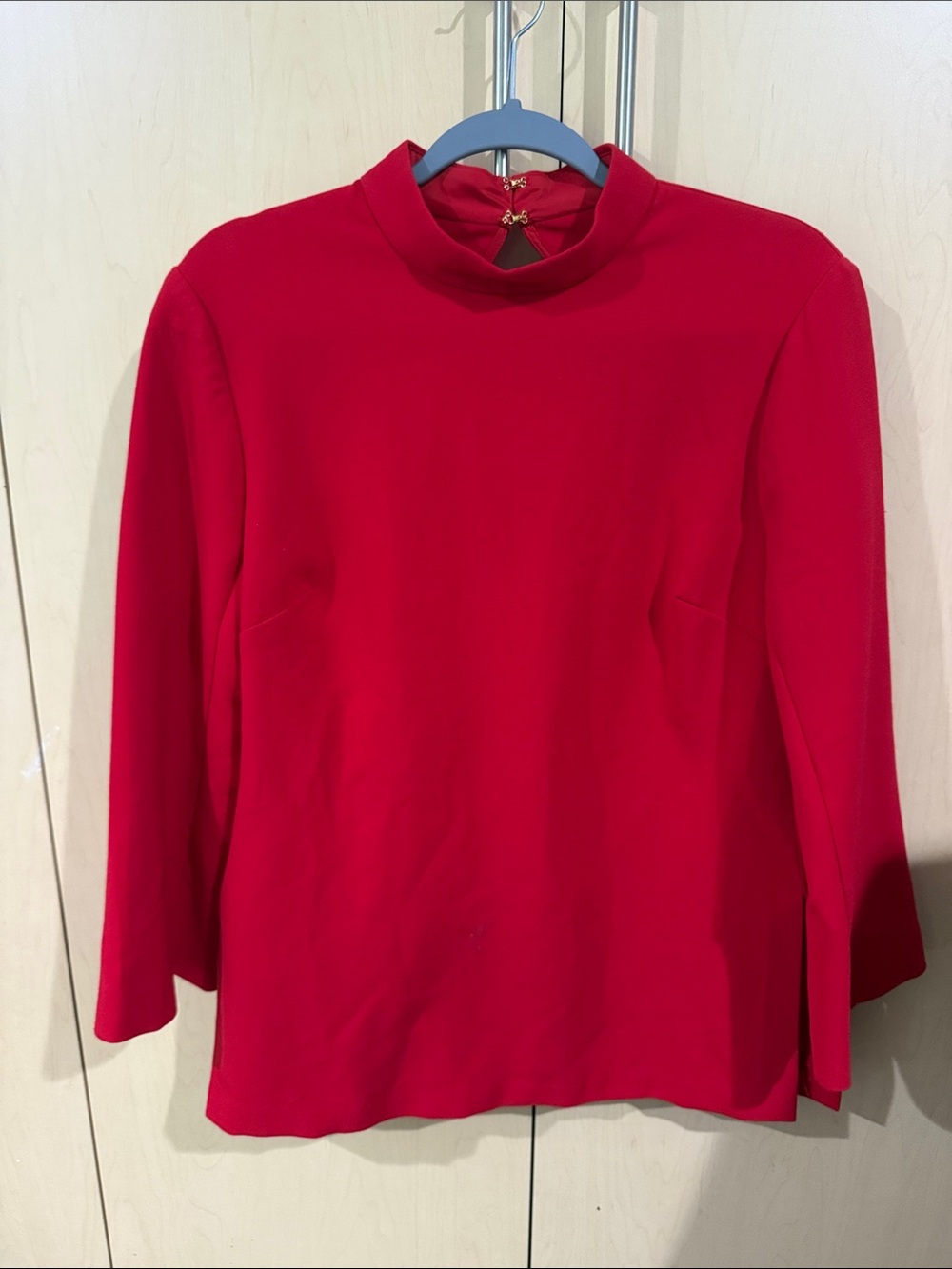 Trina Turk Red Long-Sleeve Mock Neck Top